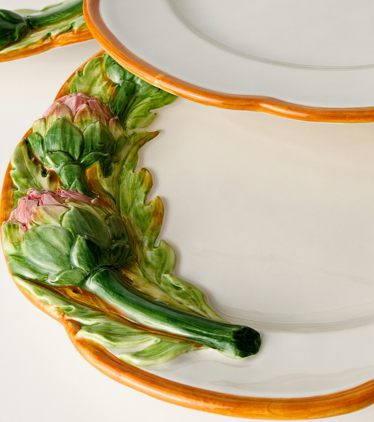 Les-Ottomans Artichoke set of 4 ceramic dinner plates