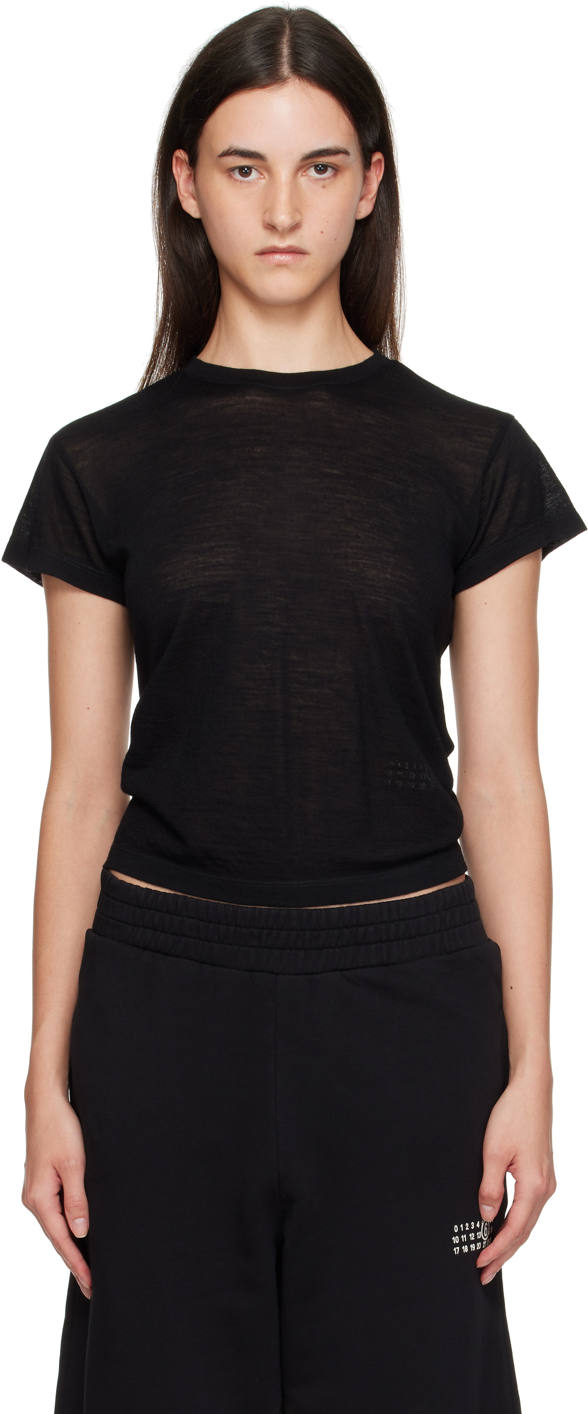 【MM6】BODYCON T SHIRTS-Black MM6 Maison Margiela Black Bodycon T-Shirt MM6 Maison Margiela