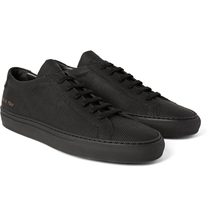Photo: Common Projects - Achilles 3D Textured Rubberised-Leather Sneakers - Men - Black