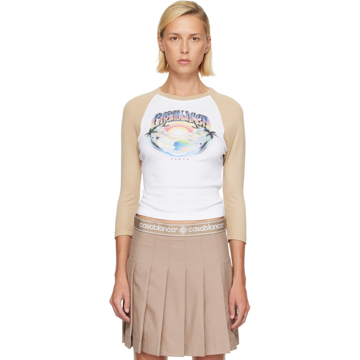 Photo: Casablanca White & Tan Baseball T-shirt