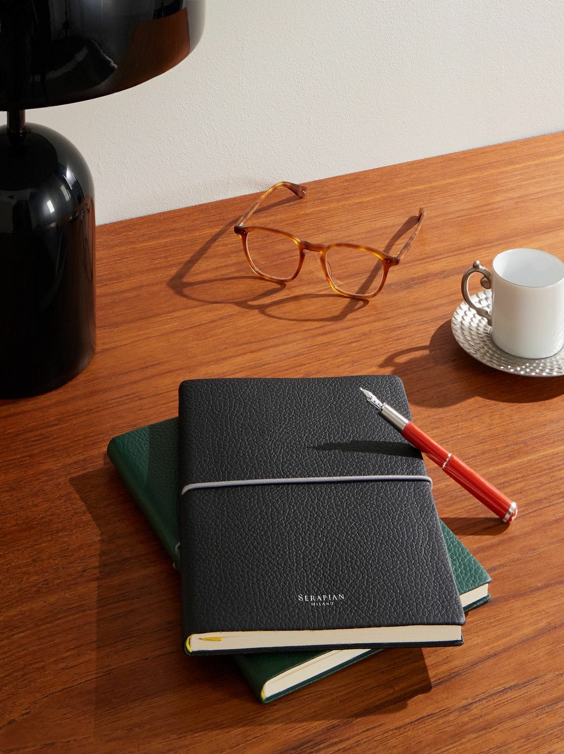 Serapian - Medium Logo-Print Full-Grain Leather Notebook