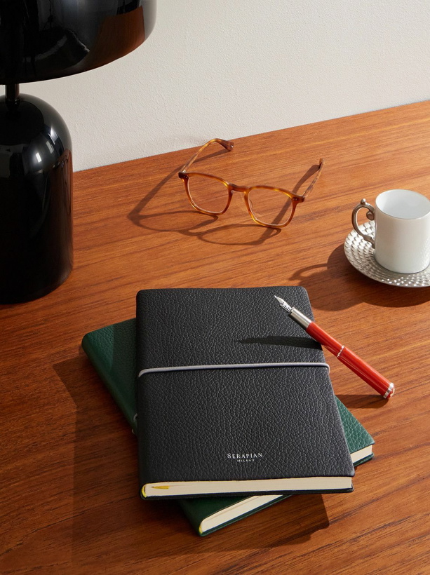 Photo: Serapian - Medium Logo-Print Full-Grain Leather Notebook
