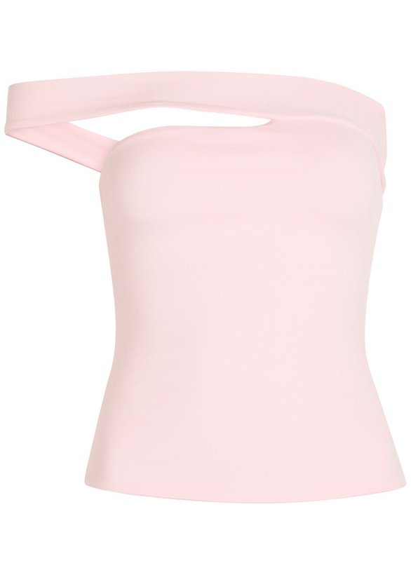 Photo: Skims Asymmetric Stretch-cotton top Pink