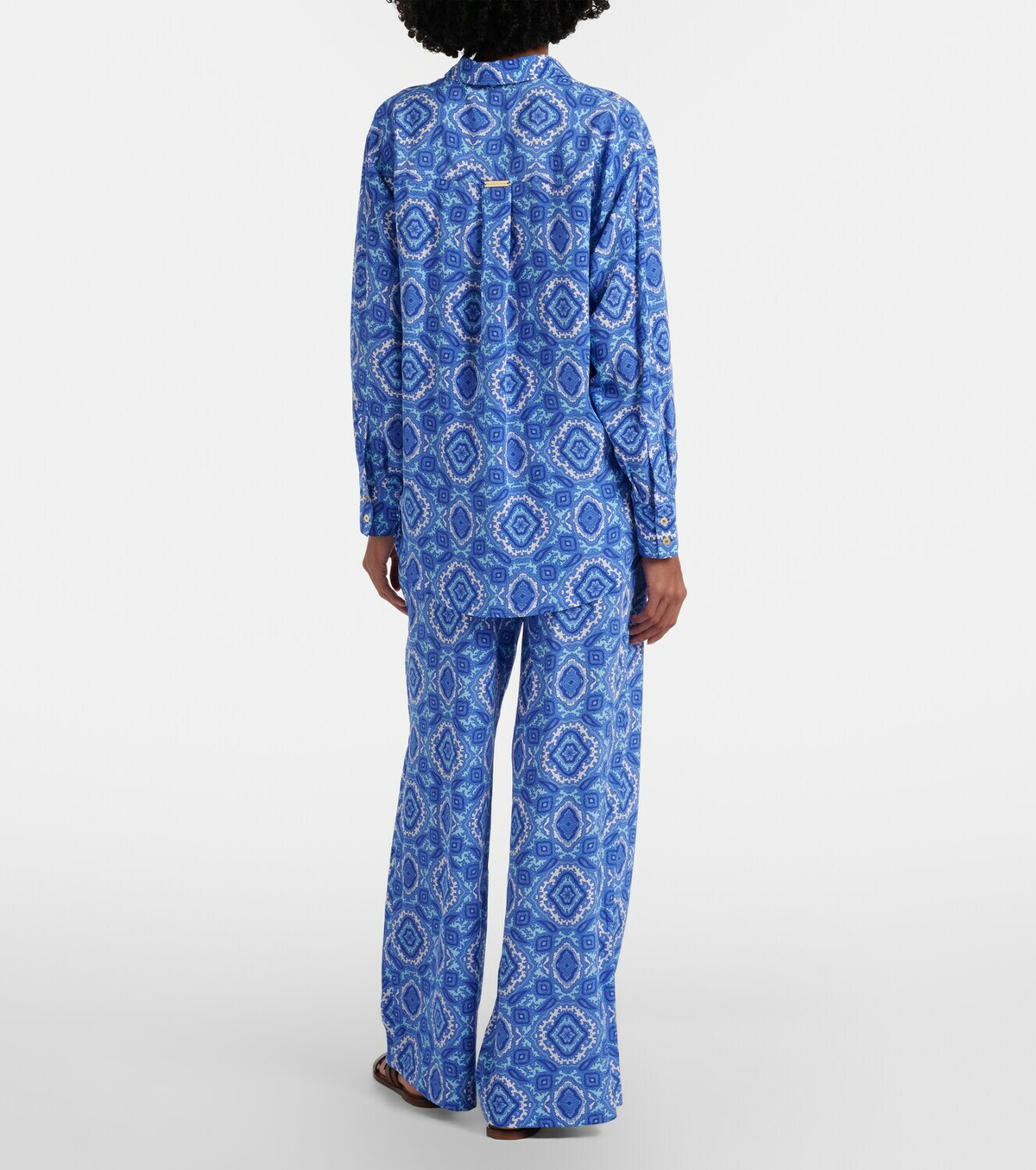 Heidi Klein Mykonos printed silk wide-leg pants