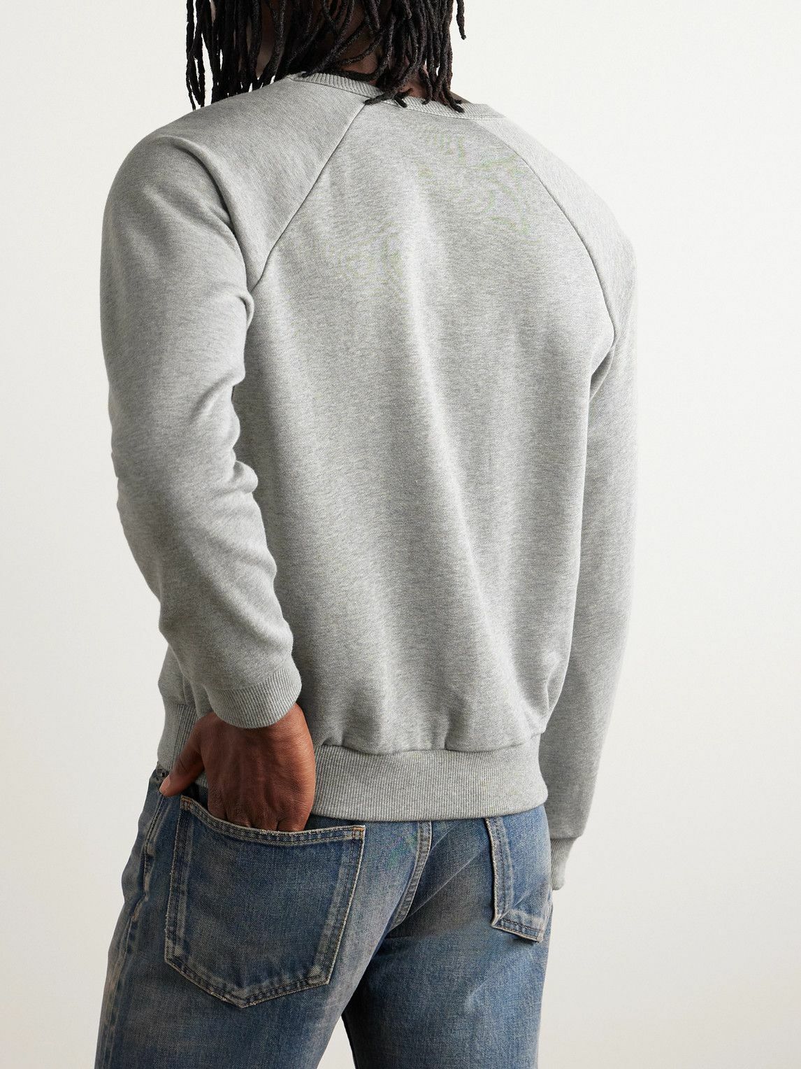 CELINE - Logo-Appliquéd Cotton-Blend Jersey Sweatshirt - Gray
