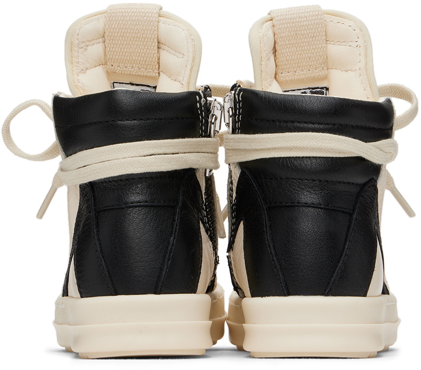 Rick Owens Baby Off-White & Black Geobasket Sneakers Rick Owens