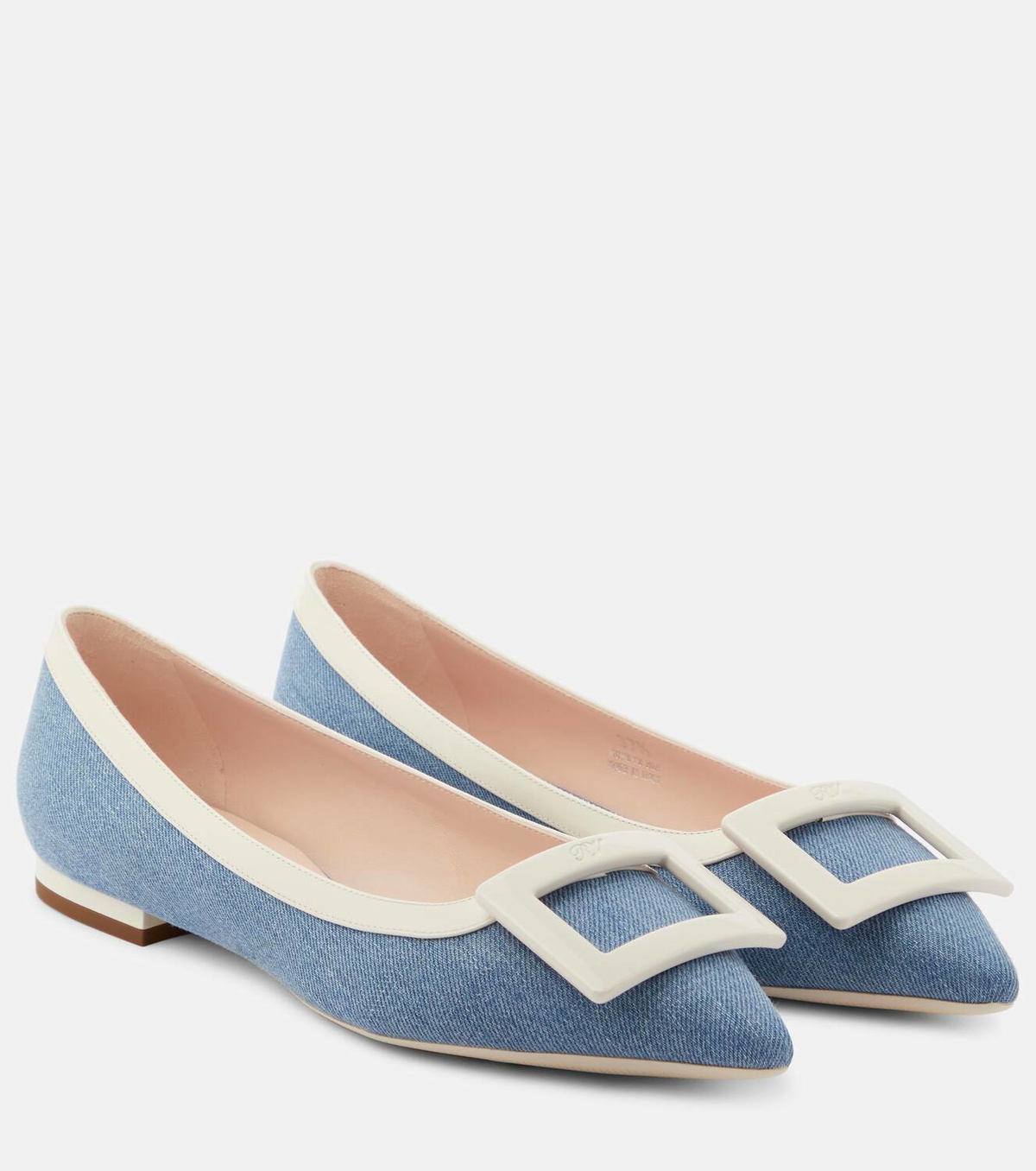 Roger Vivier Leather-trimmed denim ballet flats Roger Vivier