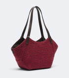 Brunello Cucinelli Monili leather-trimmed raffia-effect tote bag