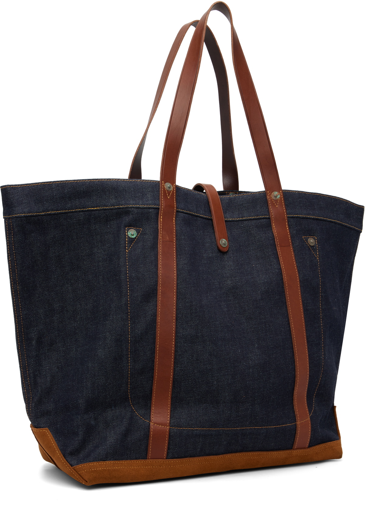 RRL Indigo Leather-Trim Denim Tote