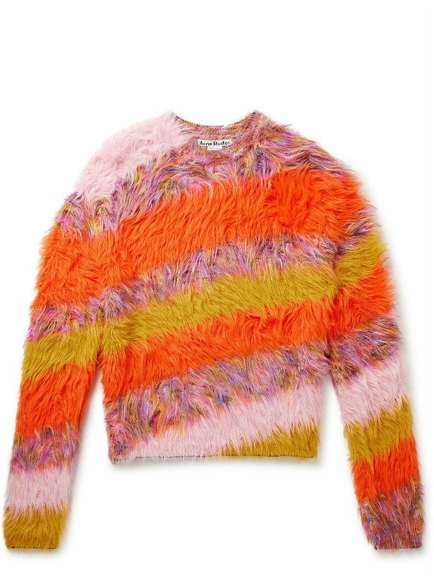 Photo: Acne Studios - Koeur Slim-Fit Striped Faux Fur Sweater - Orange