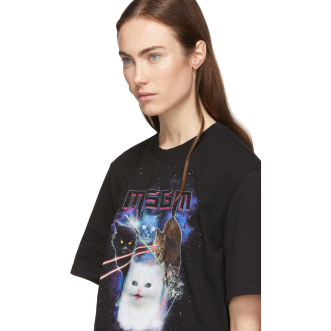 MSGM Black Space Cats T-Shirt MSGM