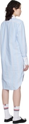 Thom Browne Blue Exaggerated Easy Fit Point Collar Shirt Minidress