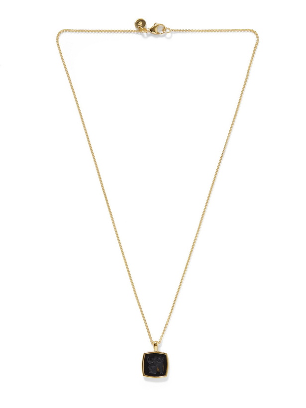 Photo: TOM WOOD - Gold-Plated Engraved Onyx Pendant Necklace - Gold