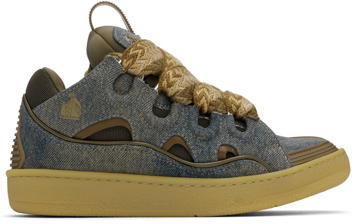 Photo: Lanvin SSENSE Exclusive Blue & Brown Curb Denim Sneakers
