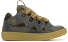 Lanvin SSENSE Exclusive Blue & Brown Curb Denim Sneakers