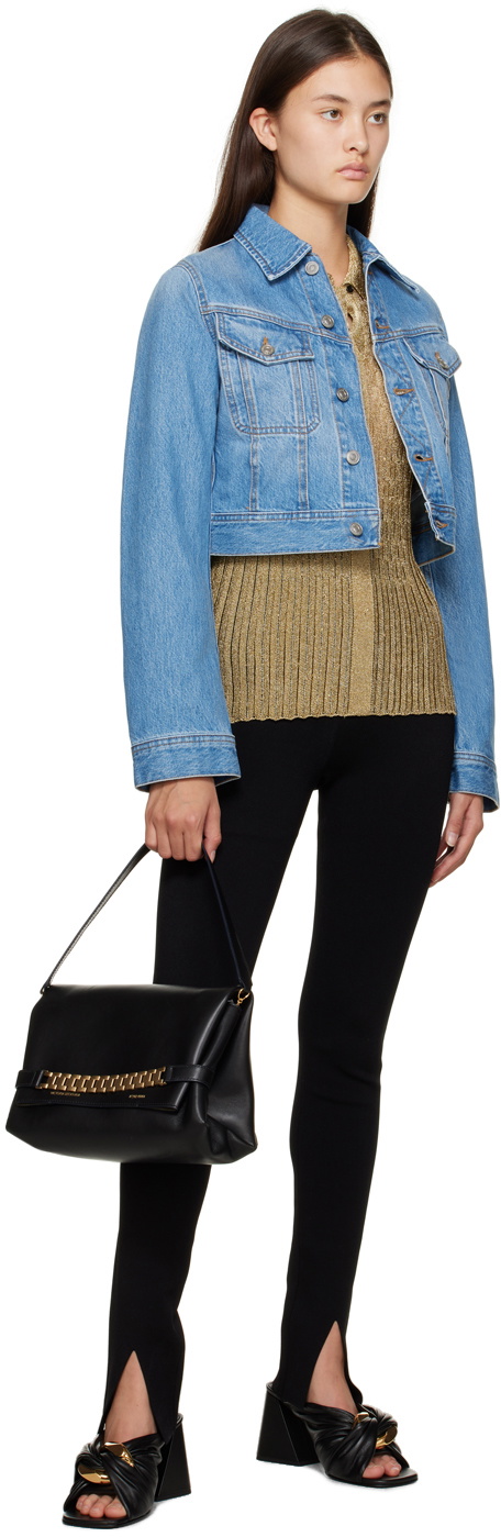 Victoria Beckham Blue Shrunken Denim Jacket