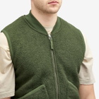 Universal Works Men's Wool Fleece Zip Waistcoat in Olive
