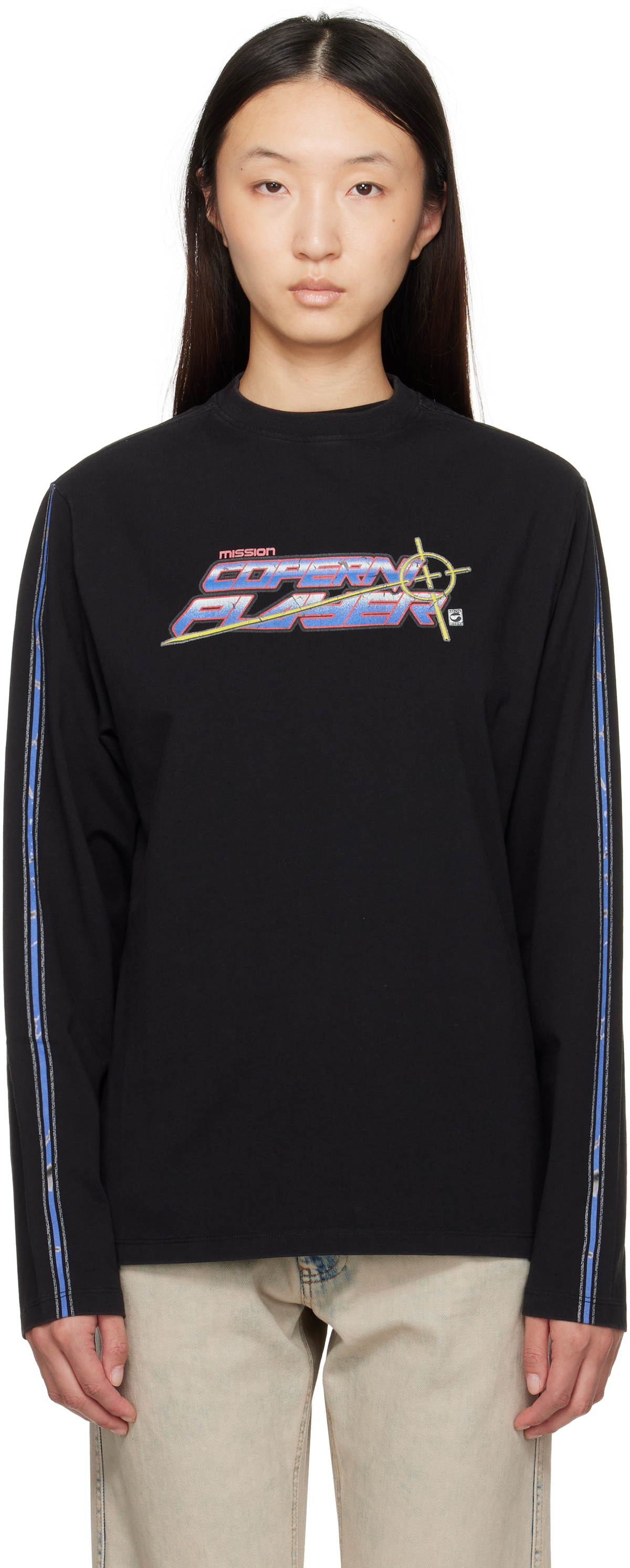Coperni Black Slogan Long Sleeve T-shirt