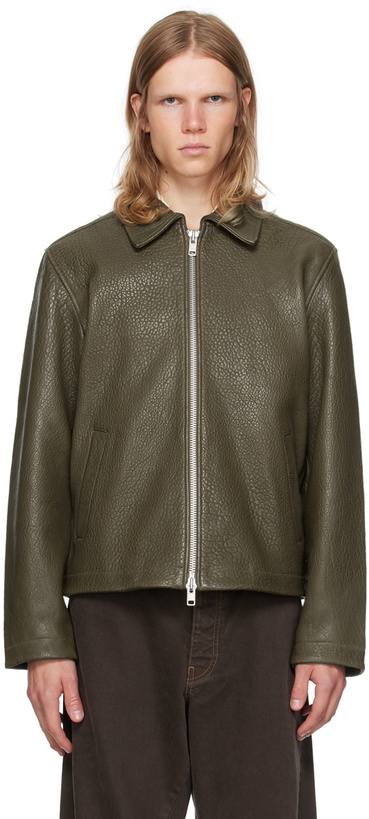 Photo: Sunflower Green Short Leather Jacket
