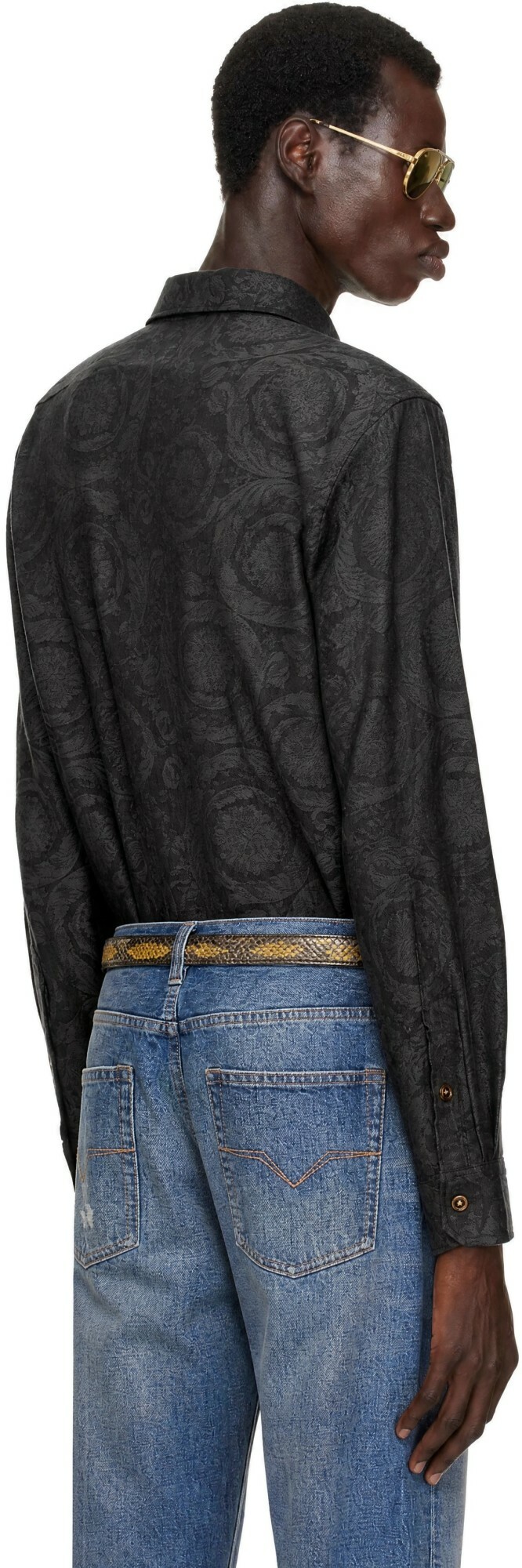 Versace Black Barocco Jacquard Shirt