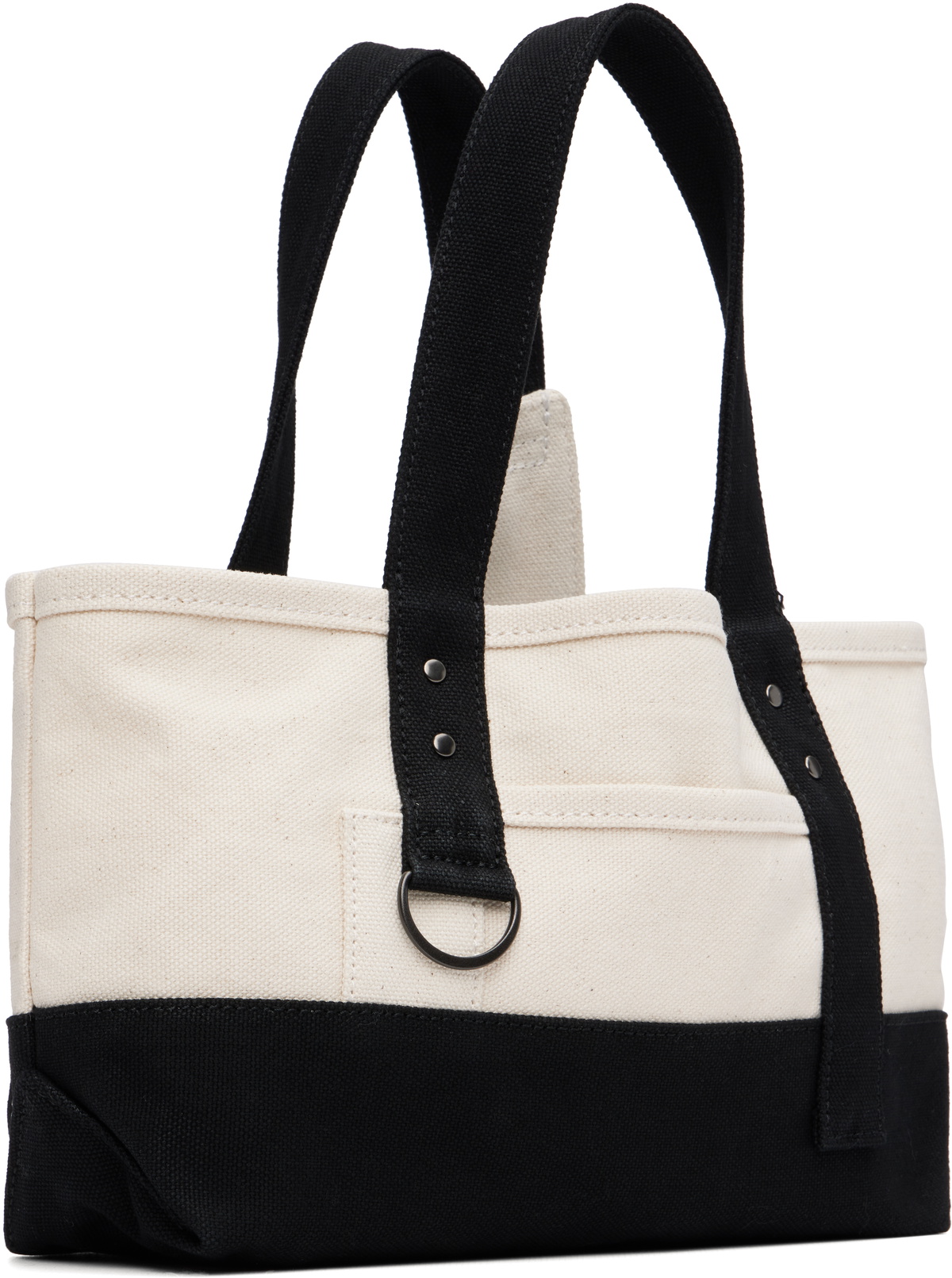 Y's Off-White & Black Mini Washer Canvas Bag