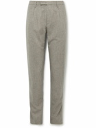 Boglioli - Slim-Fit Pleated Brushed Virgin Wool-Flannel Suit Trousers - Neutrals