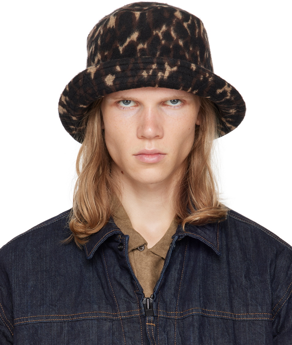 Engineered Garments Black & Brown Leopard Jacquard Bucket Hat