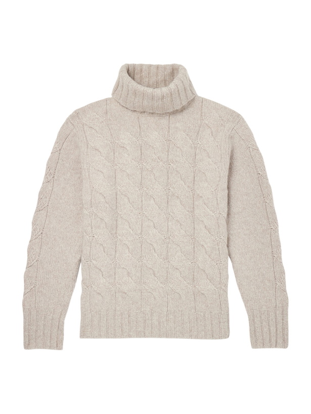 Photo: N.PEAL - Cashmere Cable-Knit Rollneck Sweater - Neutrals