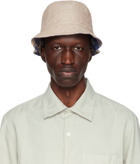 Another Aspect Reversible Tan & Blue Cotton Bucket Hat