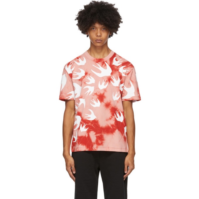 Photo: McQ Alexander McQueen Pink and Red Tie-Dye Swallows T-Shirt
