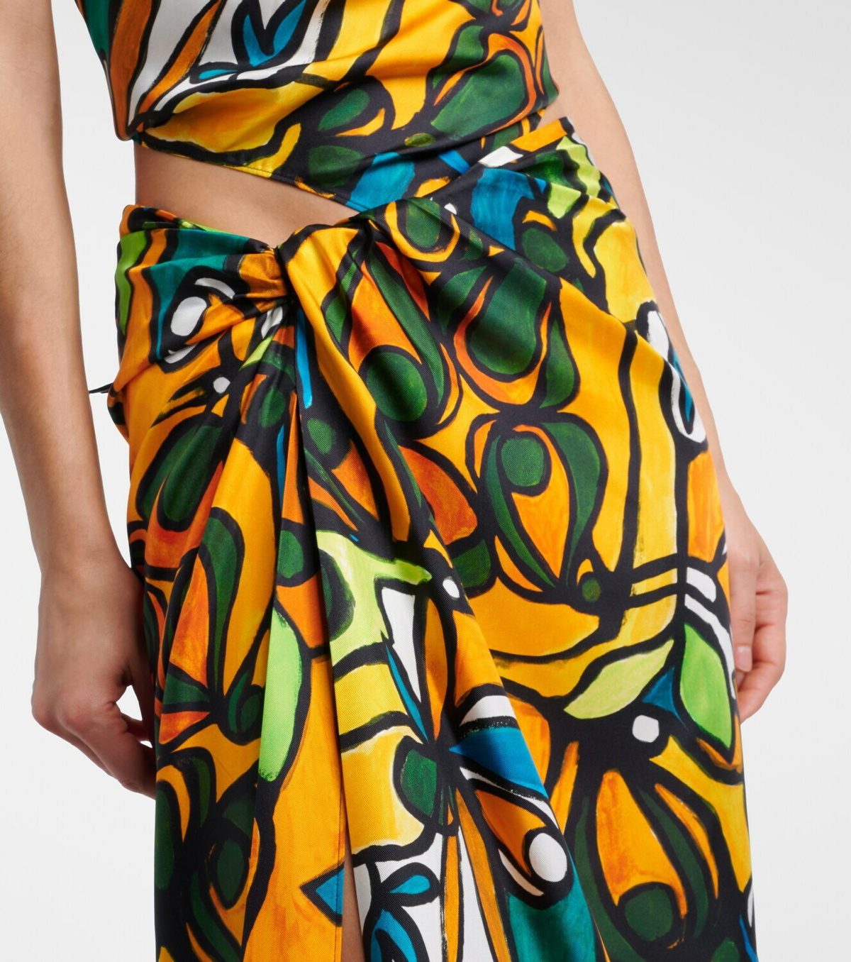 Christopher Esber Printed draped silk maxi skirt