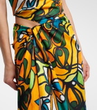 Christopher Esber Printed draped silk maxi skirt