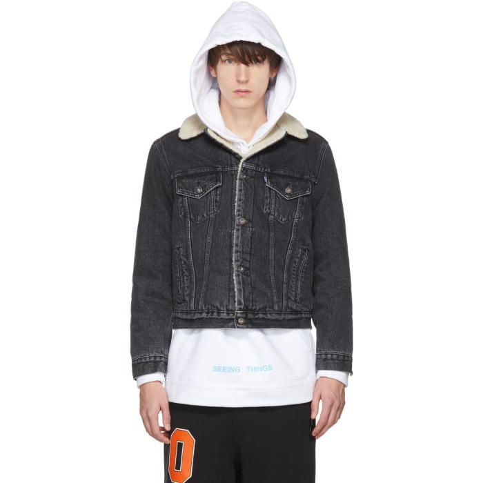 vej underkjole Ocean Off-White Black Levis Made and Crafted Edition Sherpa Trucker Jacket Off- White