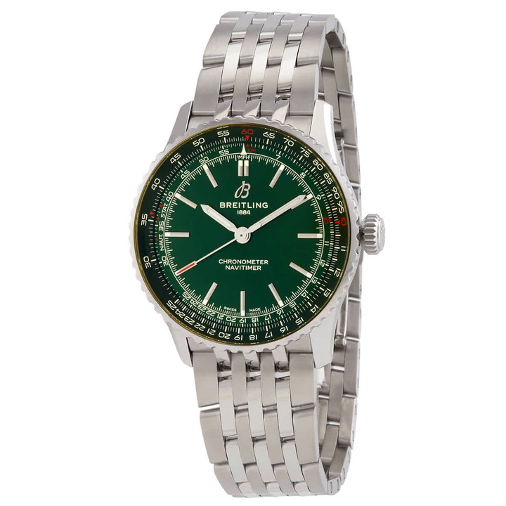 Photo: Breitling Navitimer Automatic 41mm Mens Watch Green Stainless Steel
