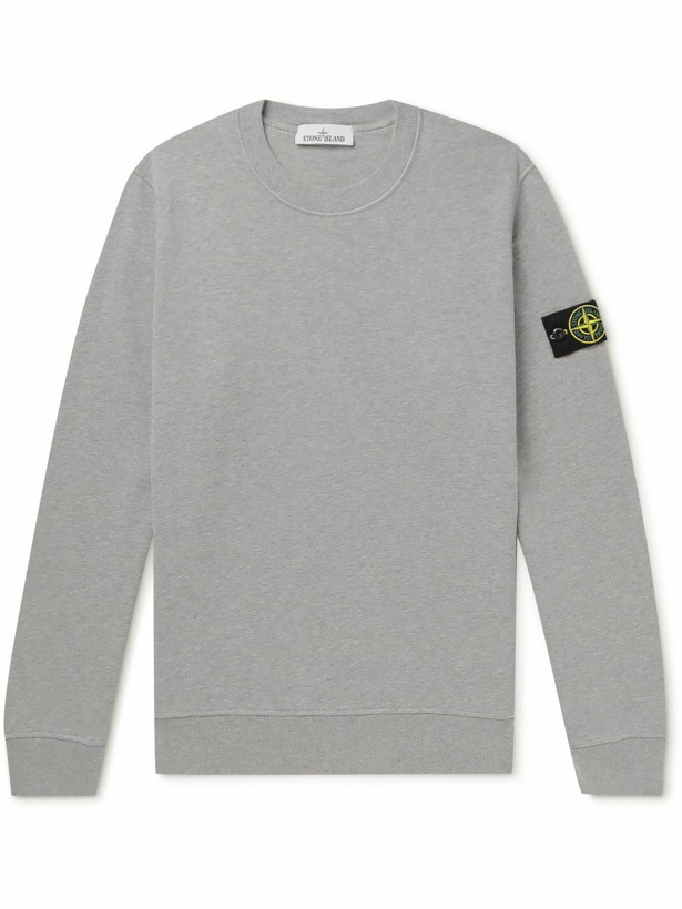 Photo: Stone Island - Logo-Appliquéd Cotton-Jersey Sweatshirt - Gray