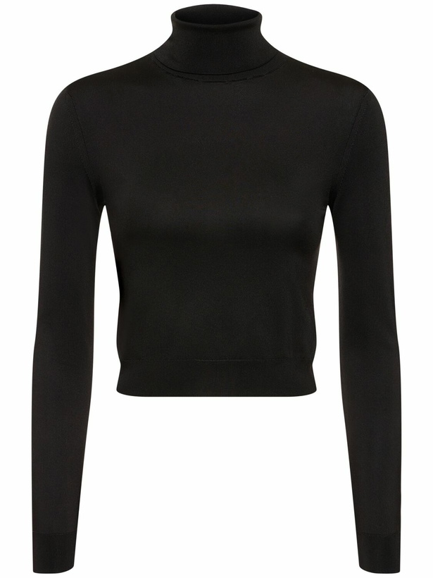 Photo: RALPH LAUREN COLLECTION Long Sleeve Cropped Silk Knit Top