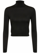 RALPH LAUREN COLLECTION Long Sleeve Cropped Silk Knit Top