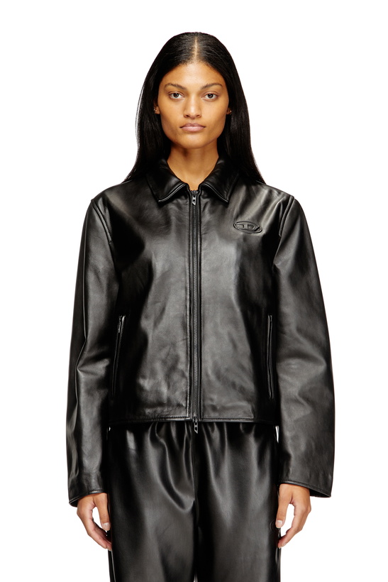 Photo: Diesel Coach jacket in leather - Leather jackets Womens in Black