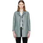 Chloé Blue Single-Breasted Long Leather Jacket