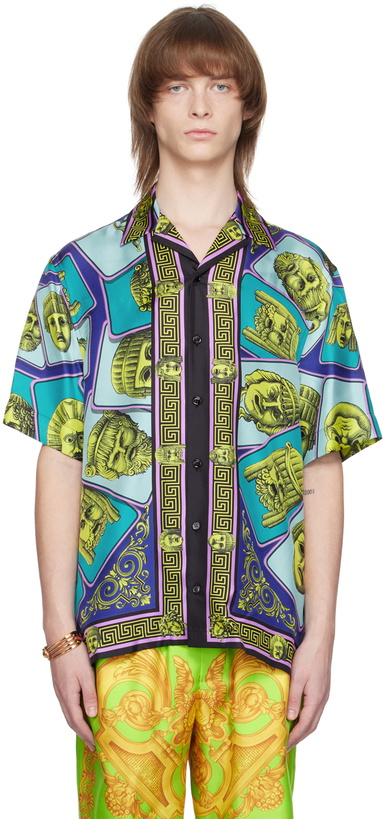 Photo: Versace Green 'Le Maschere' Shirt