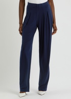 Norma Kamali Tapered Stretch-jersey Trousers Dark Navy