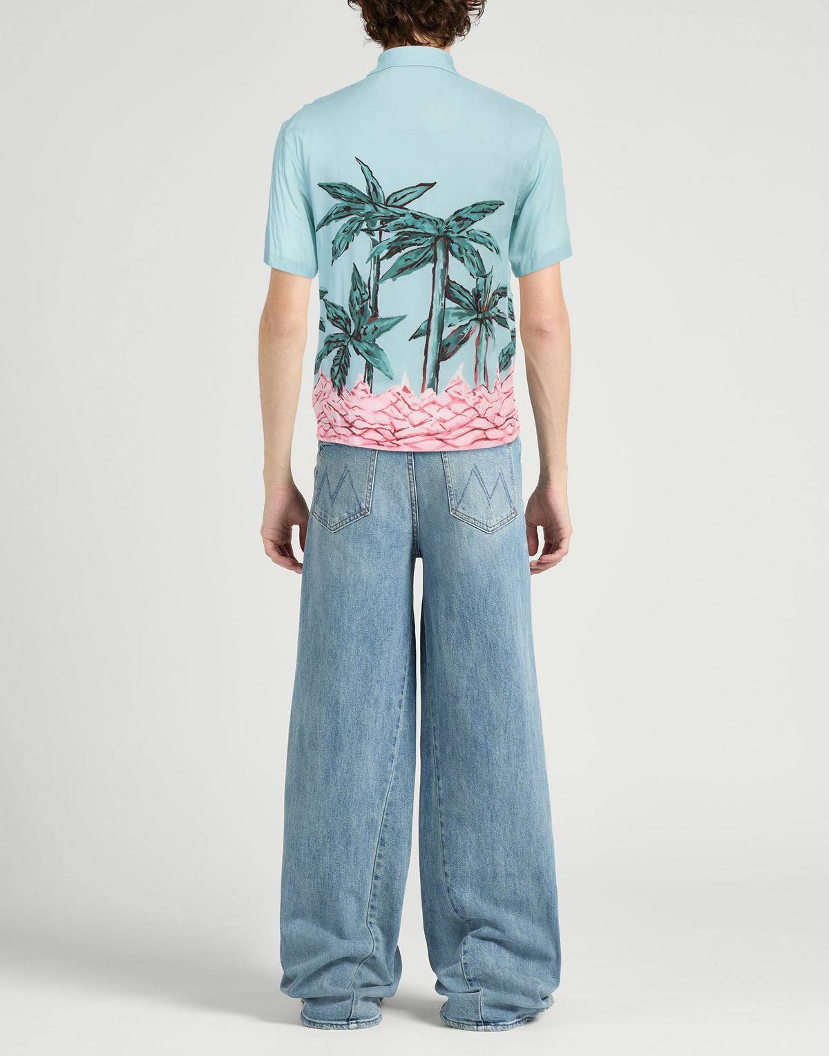 Palm Angels Mens Shirt Sky in Blue