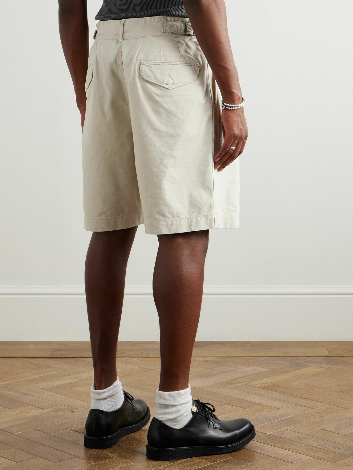 RRL - Hawkes Straight-Leg Pleated Cotton-Twill Shorts - Neutrals