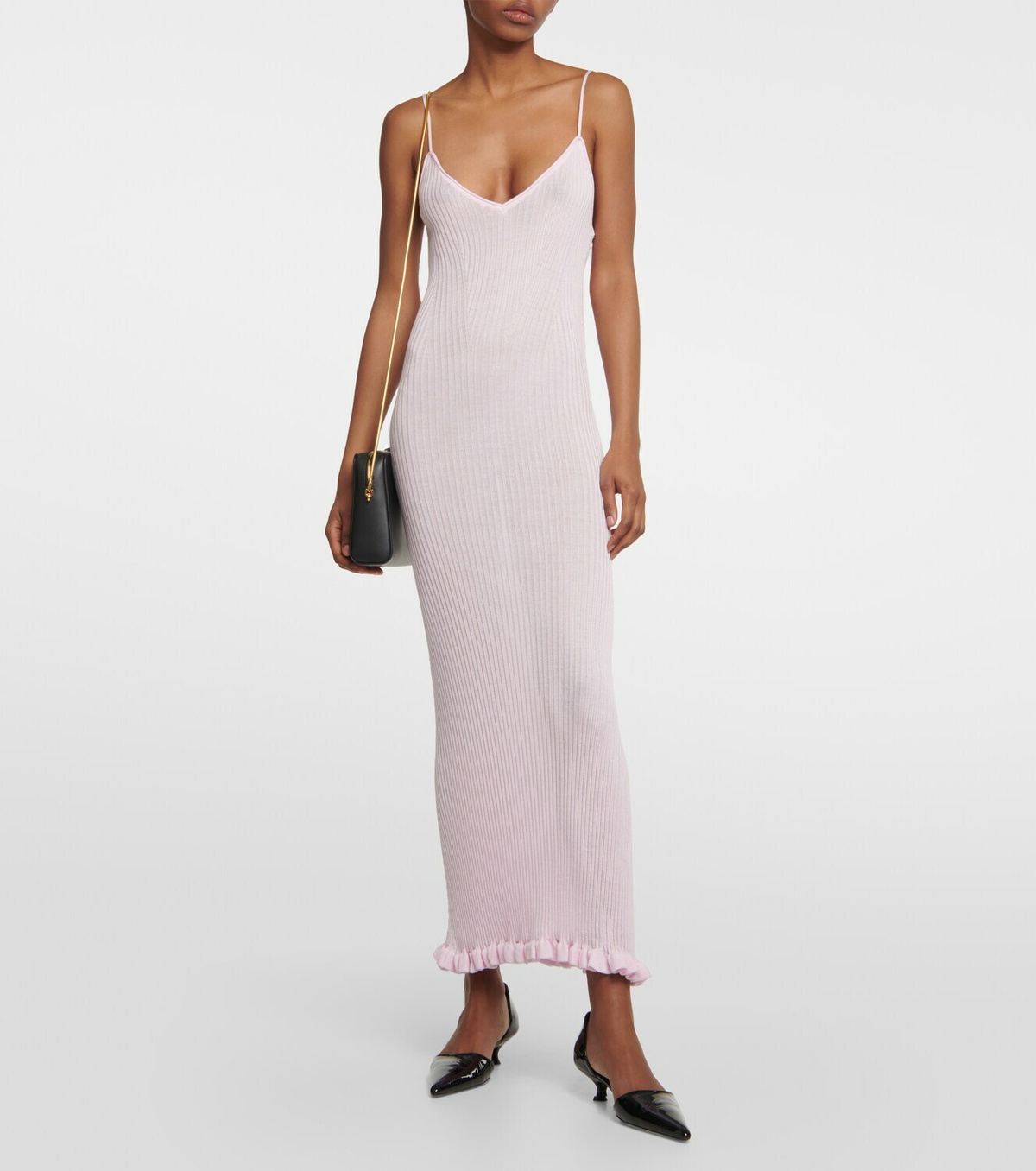 satin ivory midi dress V-Neck Satin Midi Dress in Cream