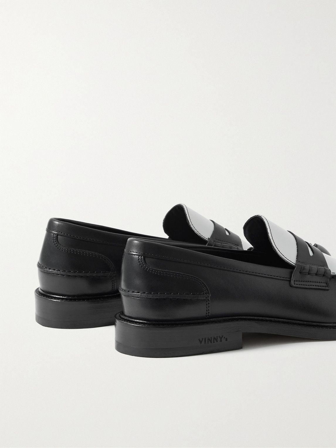 VINNY's - Townee Two-Tone Leather Penny Loafers - Black
