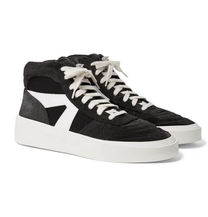 Photo: Fear of God - Suede, Leather and Canvas High-Top Sneakers - Black