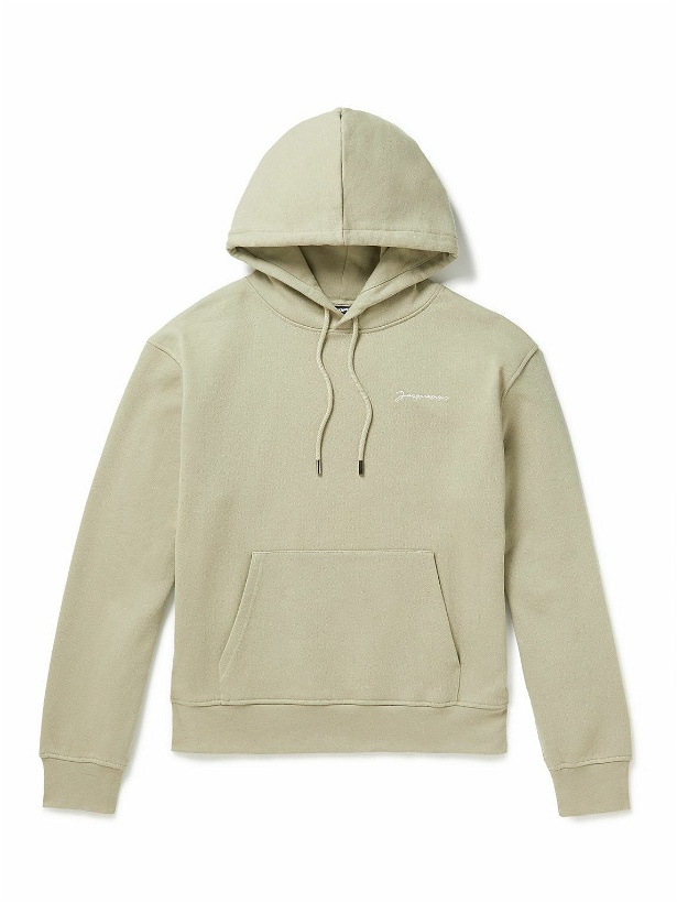 Photo: Jacquemus - Logo-Embroidered Organic Cotton-Jersey Hoodie - Neutrals