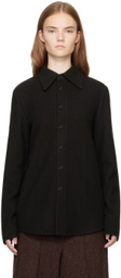 UMBER POSTPAST Brown Slim Fit Wool Felted Shirt