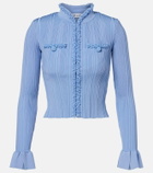 Self-Portrait Beaded ribbed-knit cardigan