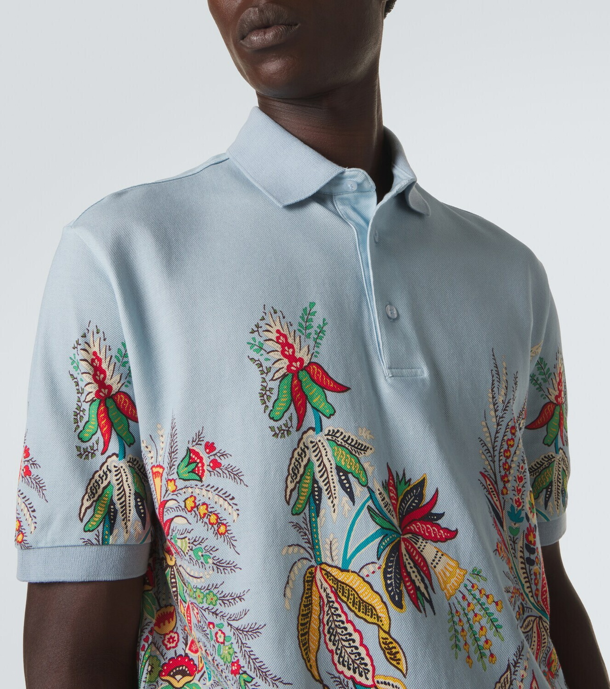 Etro Printed cotton piqué polo shirt